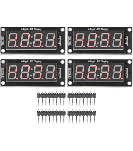 4x TM1637 4-cijferige 7-segment Displaymodule – 0.36 Inch Groen, LED, Voor Arduino En Apparaten
