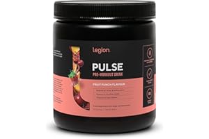 LEGION Pulse Pre Workout Supplement - All Natural Nitric Oxide Preworkout Drink to Boost Energy, Creatine Free, Naturally Sweetened, Beta Alanine, Citrulline, Alpha GPC (Fruit Punch)