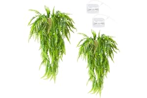 PERSENTU 2 Pack Artificial Hanging Vines Plants，Artificial Plastic Plant，Reptile Plants Terrarium Hanging Plant Artificial Leaves Reptile Hide with Paste The Buckle