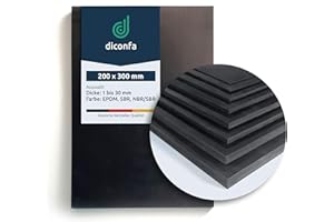 diconfa DIN A4 Gummimatte - Material: SBR, EPDM, NBR/SBR - Dicke: 1mm bis 30mm - Anzahl: 1 bis 10 - Auswahl: NBR/SBR, 200x300x1mm, 4 Stück - selbst bearbeiten - Unterlage Dichtung Schutzmatte
