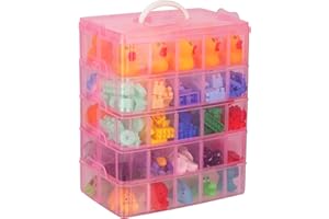 BELLE VOUS 5-Tier Craft Storage Box with 50 Compartments - Plastic Organiser Box for Medicine, Craft Supplies, Beads, Jewellery - Pink Lego Storage Drawers