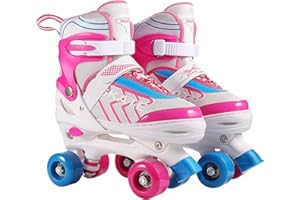 Hikole Patins à roulettes pour enfants - Pour débutants - Taille réglable (pointure 31-38) ABEC 7 - Confortable et respirant - Pour les filles et les garçons, les adolescents