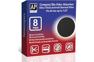 Amazinpure Filtres à Charbon Actif Filtre Anti-Odeur pour Poubelles à Compost Ronds Taille Universelle Compatibles avec Utopia Kitchen VeoHome U Toutes Les Poubelles Jusqu'à 17 cm (Lot de 8)