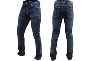 Bikers Gear Australia Unisex Blue Stetch Jeans Mens Blue Stone Wash Stretch Comfort Fit Kevlar Lined Motorcycle Jeans with Removable CE Armour (Pack of 1)