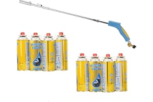 SMASHINGDEALSDIRECT Weed Burner Killer Wand Butane Gas Blowtorch Garden Torch Weeds Killer Outdoor Weeds Moss Fungus Adjustable Flame Ergonomic Handle Lightweight Environmentally Friendly (Weed Wand + 8 Canisters)