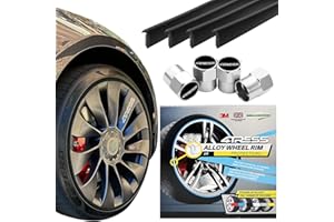 4TRESS Ultra Alloy Wheel Protectors (Black) Rim Protectors for Wheels - Car Rim Protectors for Alloy Wheels by Rimblades with 4Tress 4Pcs Wheel Chrome Dust Caps