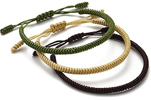 LUCKY BUDDHIST Tybetańskie bransoletki szczęścia, 3 szt., prezent buddyjski, ręcznie wykonane, regulowane, damskie i męskie, bransoletki przyjaźni z plecionej tkaniny