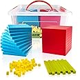 Base Ten Blocks Set - 121PCs Base 10 Set Learning Math Manipulative Teach Kids Volume, Place Value and Number Concepts for Early Counting Math in School or Home