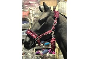 Equipride Horse Print Faux Lined Nylon Headcollars with Matching Lead Rope Bordeaux (Full)