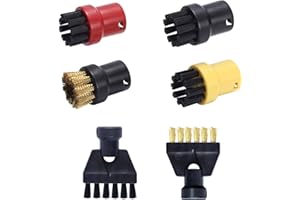 ANBOO Lot de 6 Accessoires pour Nettoyeur Vapeur Karcher Easyfix SC1 SC2 SC3 SC4 SC5 Kit, Comprenant Brosses Accessoire Nettoyeur Vapeur, Brosse Pièces de Rechange