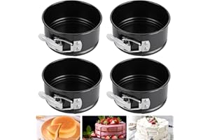 ASelected 4Pieces Round Cake Tins for Baking, 4 Inch Mini Springform Cake Tin Set Cake Pan with Removable Bottom Nonstick Coating for Pie, Cheesecake, Pizzas, Quiches and More