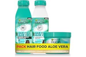 Garnier Fructis Pack Hair Food Aloe Vera con Champú, Acondicionador y Mascarilla para Cabello Seco, Desenreda e Hidrata