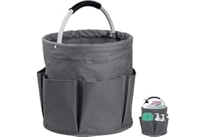 FEADBYT Caddy - Borsa per la pulizia universale, pieghevole, pieghevole, organizer per la pulizia, portatile, con manico e sei tasche, per picnic, grigio scuro