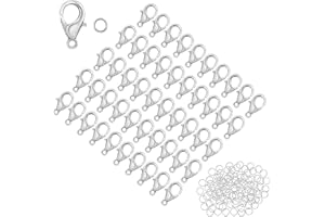 HETING-YQ 50 Piezas Cierres de Langosta 304 Acero Inoxidable Broche de Langosta 120 piezas Anillos de Salto Abiertos Y Cierres de Garra de Langosta para Hacer Joyas Artesanales