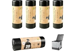 100 Stycken Svarta 30L Camping Toalettpåse-Set, Sopsäckar Extra Tjocka