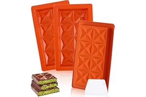 Bixury Molde Tableta Chocolate, 3 Piezas molde chocolate dubai，molde silicona turron para Tableta de hacer Chocolate, molde silicona chocolate sin BPA (Marrón Rojizo)