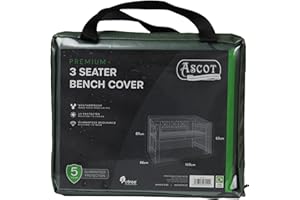 ASCOT GARDEN FURNITURE COVERS Ascot Premium 1.5m(5ft) 3 Seater Bench Cover - 160 X66 X 63/89 (H) cm Garden Green