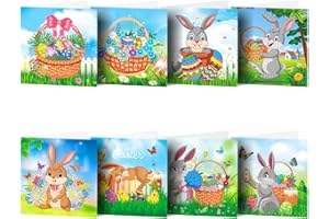 ZOYIEP 5D DIY Ostern Diamant Painting Grußkarten, Kleiner Hase Bemalte Eier Ostern Grußkarten DIY Handgefertigte Diamond Painting Grußkarten Frühling Tulpen Ostergeschenke für Kinder (#2)