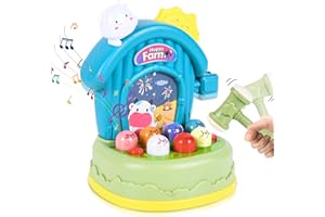 FORMIZON Juguete de Martillo, Mini Juego Arcade, Juego de Golpear con Luz Musical, Juego Interactivo de Desarrollo para Niños Pequeños, Regalo de Cumpleaños para Niños Niñas Más de 3 Años (Vacas)