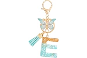 MWOOT Initiale Letter Keychains Porte Clé Lettre N,Alphabet Initial Keyring Pendentif,Vert Feuille D'or Key Ring
