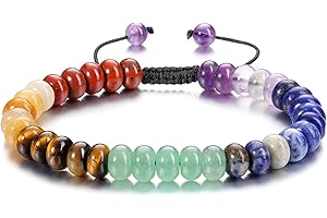 GEHECRST 7 Chakra Armband Edelstein Armbänder Natürliche Chakra Steine Yoga Armband Healing Reiki Energietherapie Glückbringen Edelstein für Damen Herren