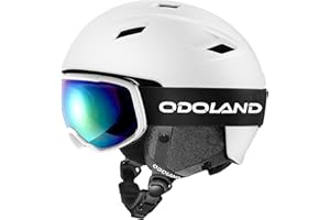 Odoland Casque de Ski avec Lunettes de Ski, Casque de Snowboard pour Hommes, Femmes et Jeunes, Casque Ski Ajustable pour Skating, Surf des neiges, Antichoc et Universel