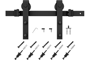 Jubest 5FT Sliding Barn Door Hardware Kit, Heavy Duty J-Shape Hanger, Easy to Install Fit 36-40" Wide Door Panel