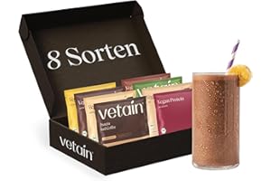 ‎VETAIN VETAIN Vegan Protein Probierpaket - 8 x 30g - 23g Protein pro Portion - Proteinpulver Probierpaket - Ohne Allergene & Sucralose - laborgeprüft & produziert in Deutschland