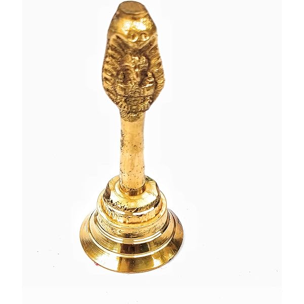 eSplanade - 4,25 inch premium messing Pooja Puja Bell Ghanti, voor Poojan doel, spiritueel cadeau, gemaakt van 100% massief messing | Pooja biddend idool | woondecoratie | messing decor