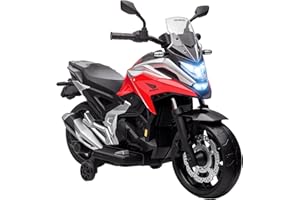 AIYAPLAY Moto électrique pour Enfants Moto Porteur Honda pour Enfants 3 à 6 Ans avec Musique, phares - Voiture électrique 12V avec 2 Roues d'entraînement - dim. 107L x 46l x 75H cm Rouge