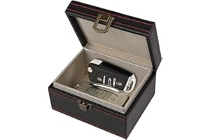 MARFULEAKY Car Key Signal Blocker Box, Premium Leather Wear-Resistant Signal Blocking Box for Car Keys, 11.5x9x6.3CM, Large Anti-Theft Rfid Key Box with 4~5 Car Keys Capacity for Car, Black