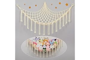 MHJY Amaca per giocattoli per animali di peluche, morbida rete macramè, grande angolo da appendere alla parete, organizer per bambini e camera da letto