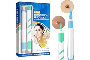 BAOXIAOBEN Skin Tag Removal Kit - 2-in-1, Auto Skin Tag Remover Pen Kit for 1-9mm Skin Tags, Easy & Fast Remover Wart & Mole - 60 Bands + 36 Repair Patches for Face, Body Within 3-14 Days (2 Pens)