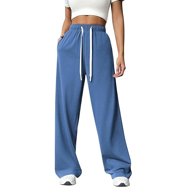 adorence Joggingbroek dames baggy lang met zakken en elastische tailleband – zachte sweatpants met hoge taille en wijde pijpen, ideaal voor dagelijks gebruik, sport en vrije tijd - Zwart M