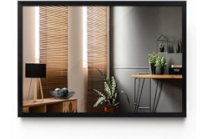 Tulup Mirror Glass Wall Black Frame Mirror Living Room Bathroom Large 80 x 60 cm Bedroom