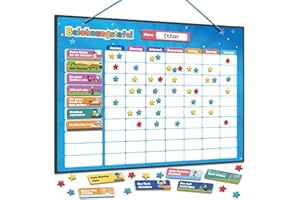 Smart Panda Belohnungstafel für Kinder – 80+ AUFGABEN + 380 MAGNETE - Belohnungssystem für Verantwortung - Montessori Aufgabenplaner, Magnettafel, Routinchen Wochenplaner Kinder, ab 3 4 5 6 7 8 jahre