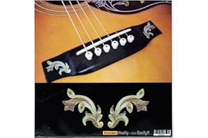 INLAYSTICKERS Inlay Stickers for Acoustic Guitar Bridge - Traditional Motif (L&R Set) - White Pearl