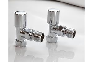 Greenedhouse Malmo Chrome Angled Towel Rail Valve. 15mm /1/2'' Radiator Valve