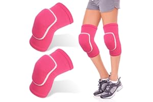 LEUUD Lot de 2 Genouillères de Danse, Genouillère de Protection Genouillère Sport Élastique avec Éponge Épaisse, Genouillères de Danse pour Enfants et Adultes pour Volleyball Yoga Jogging