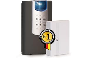 Heidemann Funkgong Set HX Action (max. Reichweite 150 m, Lautstärke 4-stufig regulierbar 90 dB, 8 Melodien einstellbar, Klingel, inkl. Sender + Empfänger) 70835