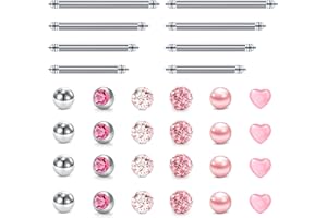 Briana Williams 14G Replacement Balls Straight Barbells for Tongue Bars Nipple Piercing Surgical Steel Acrylic 12/14/16/18mm Body Piercing Jewellery