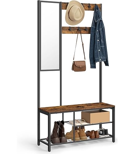 Garderobe Mit Sitzbank 100cm - Praktischer Flur-Organizer Mit 10 Haken & Schuhregal