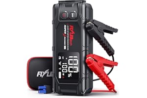 Jump Starter Power Pack, FLYLINKTECH 8000A Peak 26800mAh Car Battery Booster Jump Starter Bank with PD65W Fast Charging for All Gas or 12L Diesel, 12V Battery Jumper with 600 Lumen Light, Jump leads
