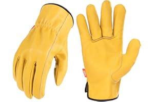 VGO... Vgo 1 para rękawiczek ochronnych ze skóry świńskiej bezpieczeństwa, rękawice robocze męskie, rękawice typu Rigger (rozmiar XL, złoto, PA9501)