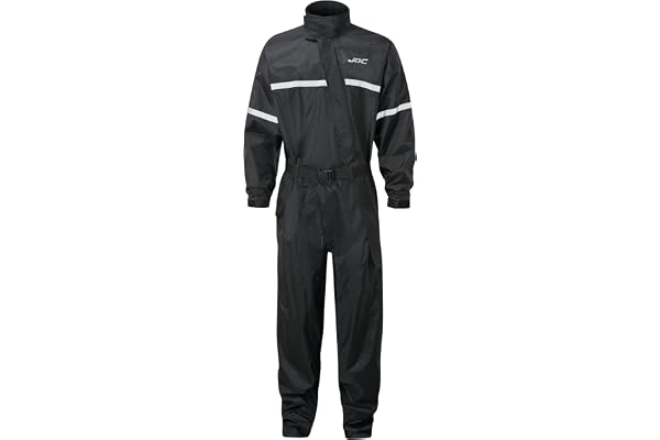 JDC Combinaisonde pluieintégrale pour moto - Shield - Noir - L - Longueur Standard