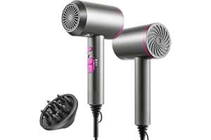 BANNILU Secador pelo potente y rápido con tecnología iónica, 3 modos y botón de aire frío, incluye difusor, secador de pelo para mujer y hombre