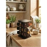 leelaHOME D&ouml;ner Standlı Kare Baharatlık, Cam, Antrasit, 140 ML, 12'li Set