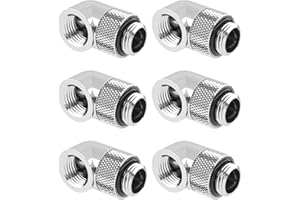 GREENDRACAENA Dracaena 6 Pack G1/4" Thread Male to Female Extender Fitting, 90° Rotary Enhance Multi-Link Adapter Fitting for Computer Water Cooling System, Silver