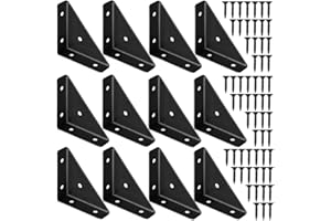 XUHN Winkel Eckwinkel Metall Schwarz 12 Stück Stahlstreben Winkelverbinder 90 Grad Eckverbinder Winkel Befestigungs Verbindungsstütze Für Schreibtischbettkante