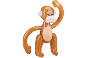 Relaxdays 10024252 aufblasbarer AFFE, Äffchen Schwimmtier, Dschungel Party Deko, Safari, Karneval, Kinder Wasserspielzeug, braun Affe-ausblasbar-61 cm